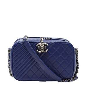 CHANEL Coco Mark Matelasse Boy Chanel Chain Shoulder Bag Camera A92656 Blue L...